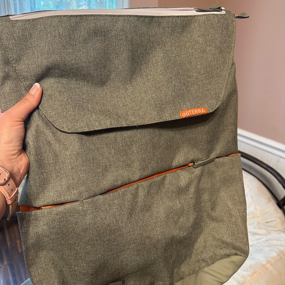 Doterra Gray and Orange Laptop backpack Bag